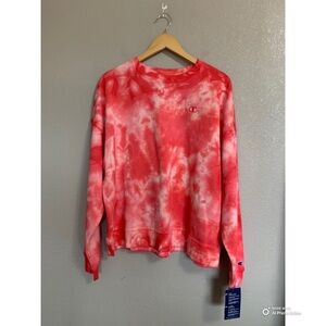 Champion Coral Pink Tie-Dye Crewneck Sweatshirt Size XL NWT
